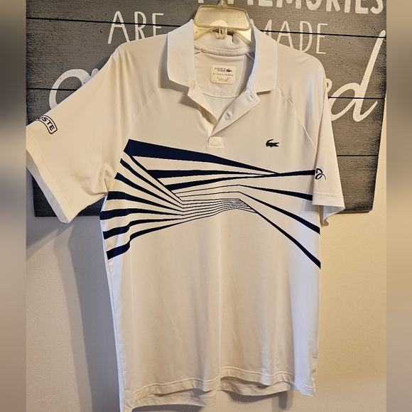 Lacoste Novak Djokovic Collection Tech Jersey Polo - white/blue, size L - Picture 5 of 5
